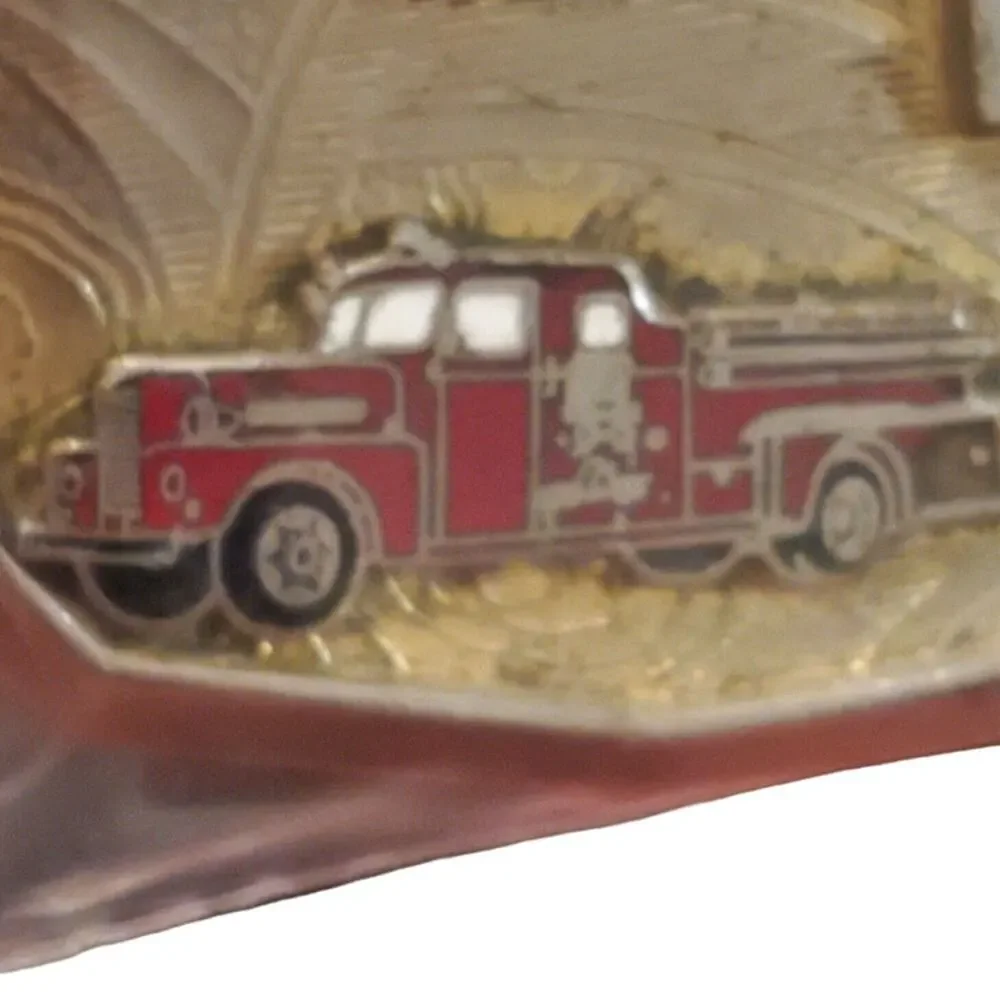 Vintage Metal Hook Fast Fire Department Truck Driver Belt Buckle AEB Collectible